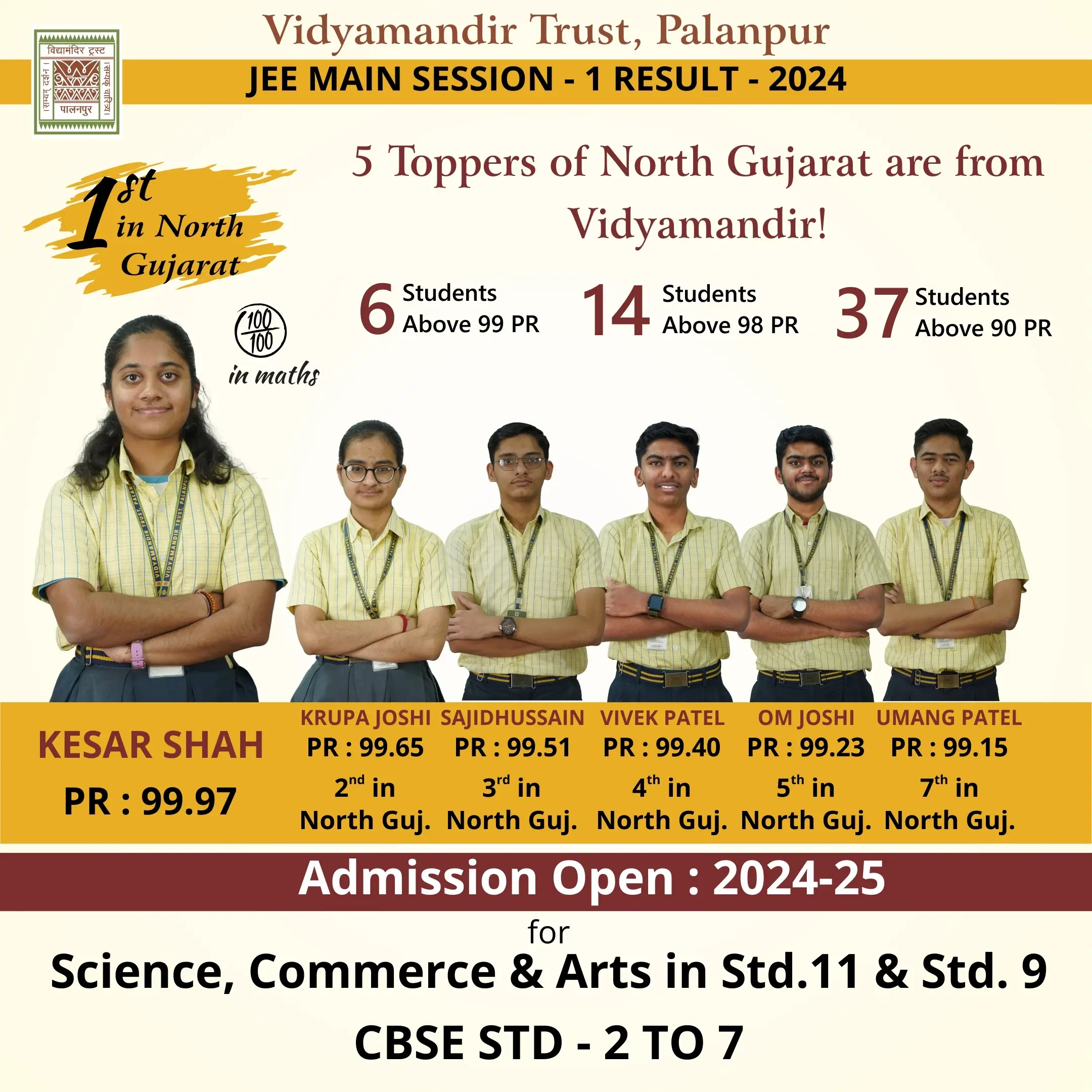 Vidyamandir Trust Palanpur, Admission Banner, Brochure for 11th Arts, commerce & Science Admission 2024, )
